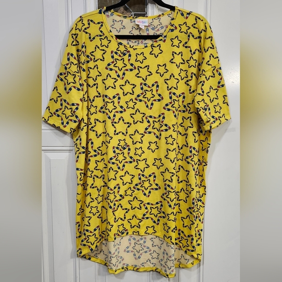 LuLaRoe Irma Tunic Yellow Bomb Pop Popsicle Shirt Blouse Women's Size Medium - Picture 2 of 10